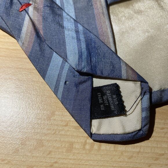 Vintage 1970s Striped Men's Silk Neck Tie Blue Kings Lynn - Picture 5 of 6
